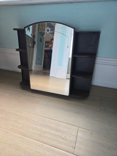 Vintage brown metal mirror - vintage,