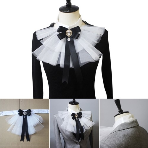 Layered ruffle mesh jabot - ruffle,