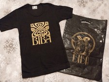 RARE BIBA Vintage 1970 Short sleeve Black Cotton Top UK 8/10 GOLD LOGO bag incl.