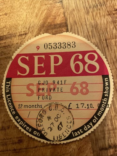 Old vintage tax disc - old,