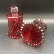 2 VTG Ruby Red Glass Votive