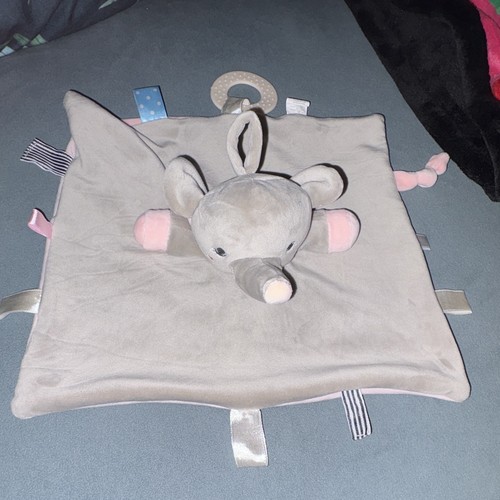 Grey pink plush elephant - grey,