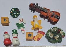 Dolls House Christmas wooden miniature toys violin wreath
