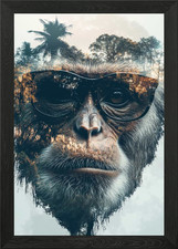 Monkey with Forest Eyes Framed
