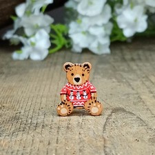 Christmas Jumper Pin Handmade Bear Badge Tiny Teddy Brooch Stocking Filler Gift