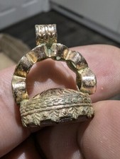 Metal Detecting Find UK Antique Georgian Gilded Fob Seal with Stone.
