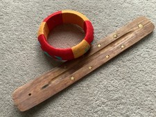 African  Fabric Wood Bangle in