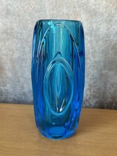 Vintage Sklo Union – BULLET LENS VASE – Blue Glass