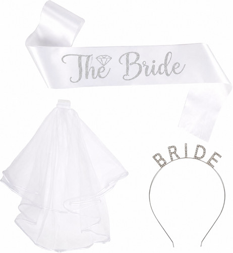 Bride sash veil headband - sash,