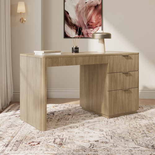 Light oak ribbed - office, desk