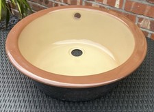 Built In Round Enamel Steel Vanity Sink Basin Two Tone Brown 40/45cm Ex Con