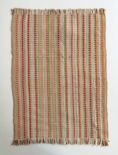 Vintage handmade woven rag rug - woven,