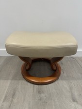 Ekornes Stressless ‘Atlantic’ Cream Leather Footstool - VGC