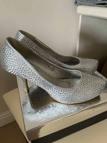 Silver diamanté shoes size - diamanté,