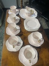 vintage Shelley fine bone china tableware "Dainty" shape and a pastel pink color