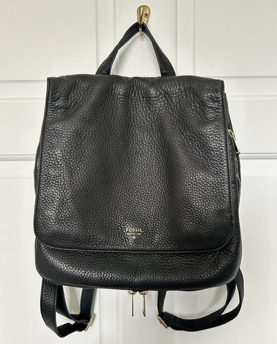 Fossil black pebbled leather - black,