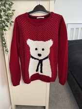 George Red Knitted Polar Bear Christmas Jumper – Size 14 (Brand New No Tags)