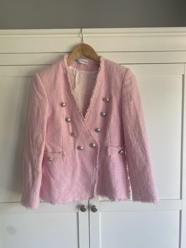 Zara pink textured blazer - textured,