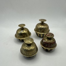 4x Brass Elephants Claw Temple Bells Vintage Indian or Tibetan Decorated
