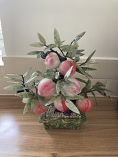 Chinese Jade Hardstone Bonsai Tree Sculpture with Fruit Display