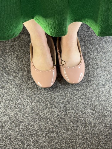 Nude patent flat wide fit - patent,
