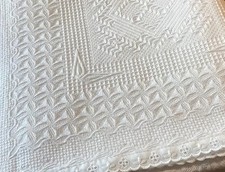 Beautiful White Cotton Baby Shawl Blanket with Broderie Anglaise Edge