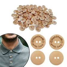 100pcs Wooden Buttons Handmade