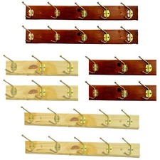 2 Pack STRONG WOODEN WALL COAT HANGER Hangers Clothes Pine Wood Rack Hooks Pegs