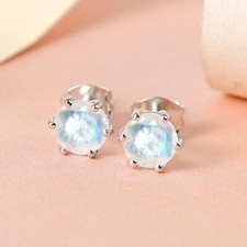 Rainbow moonstone studs - rainbow,
