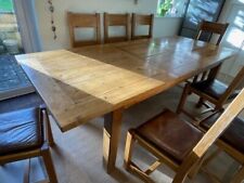 Used Solid Oak extendable 8 seater dining table and Oak & Leather chairs