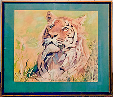 Vintage Framed Tiger Portrait