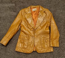 Authentic Vintage 70's Palena Genuine Leather Blazer Jacket Brown Tan Size 8