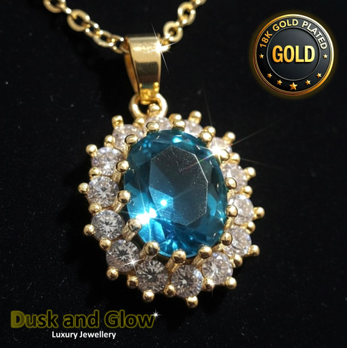 Blue stone necklace pendant - blue,