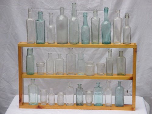 30x vintage old glass bottles - 30x,