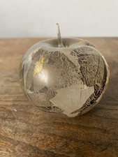 Large Isle of Wight Studio Azurine Clear & Gold Apple Paperweight With Label VGC