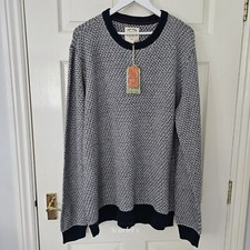 Fat Face Perth Jumper Size L P2P 25.5" Oversize Navy & Grey Micro Texture New 