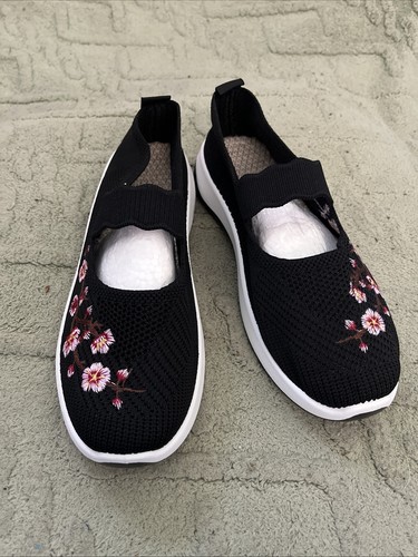 Ladies black flower decorated - ladies,