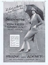 SWAINE & ADENEY Concealed Umbrella Seat Stick - Vintage Advertisement 1929