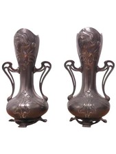 Pair of Art Nouveau WMF Silver Plate Vases - No.390