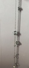 QVC-DIAMONIQUE STEEL LONG NECKLACE - SILVER TONE - SUNRAY CLOVER DESIGN