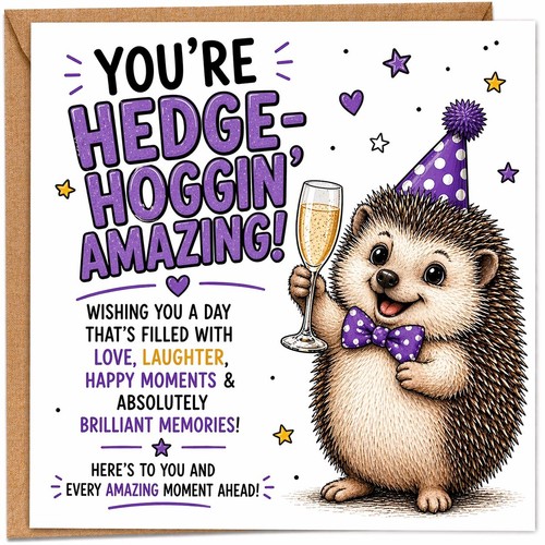 Hedgehog birthday card funny - hedgehog,