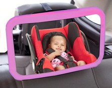 Wide Extra Large Baby Car Seat & Child Safety Parent View Travel Mirror - Pink