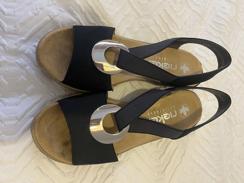 Rieker navy wedge sandles - navy,