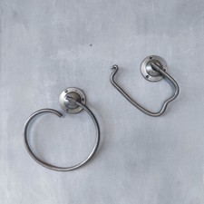 Vintage 1990s Habitat toilet roll holder and towel ring pewter metal
