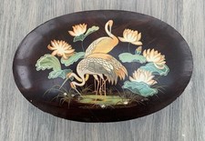 Vintage Sharp's Toffee tin Depicting Oriental Scene With Cranes; Oval, 24 x 15cm