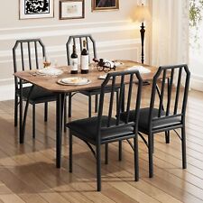 5-Piece Dining Set, Table with Chamfered Edges&Cushioned Chairs for Small Spaces