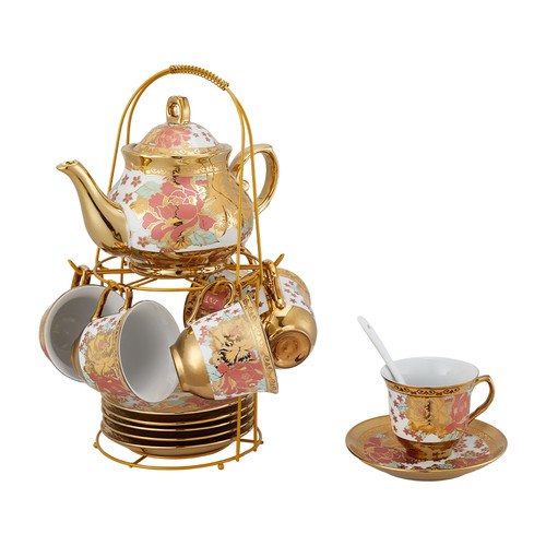 Elegant floral ceramic teapot - floral,