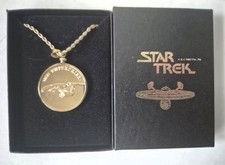 Star Trek Franklin Mint 25th Anniversary Medallion Necklace 24k Gold Enterprise 