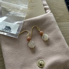 LOLA ROSE DELILA DANGLE EARRINGS STONE PEACH MOONSTONE RED CRYSTAL RRP £25