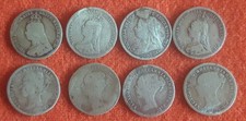 8 x Victorian Silver Threepenny Pieces. A/F
